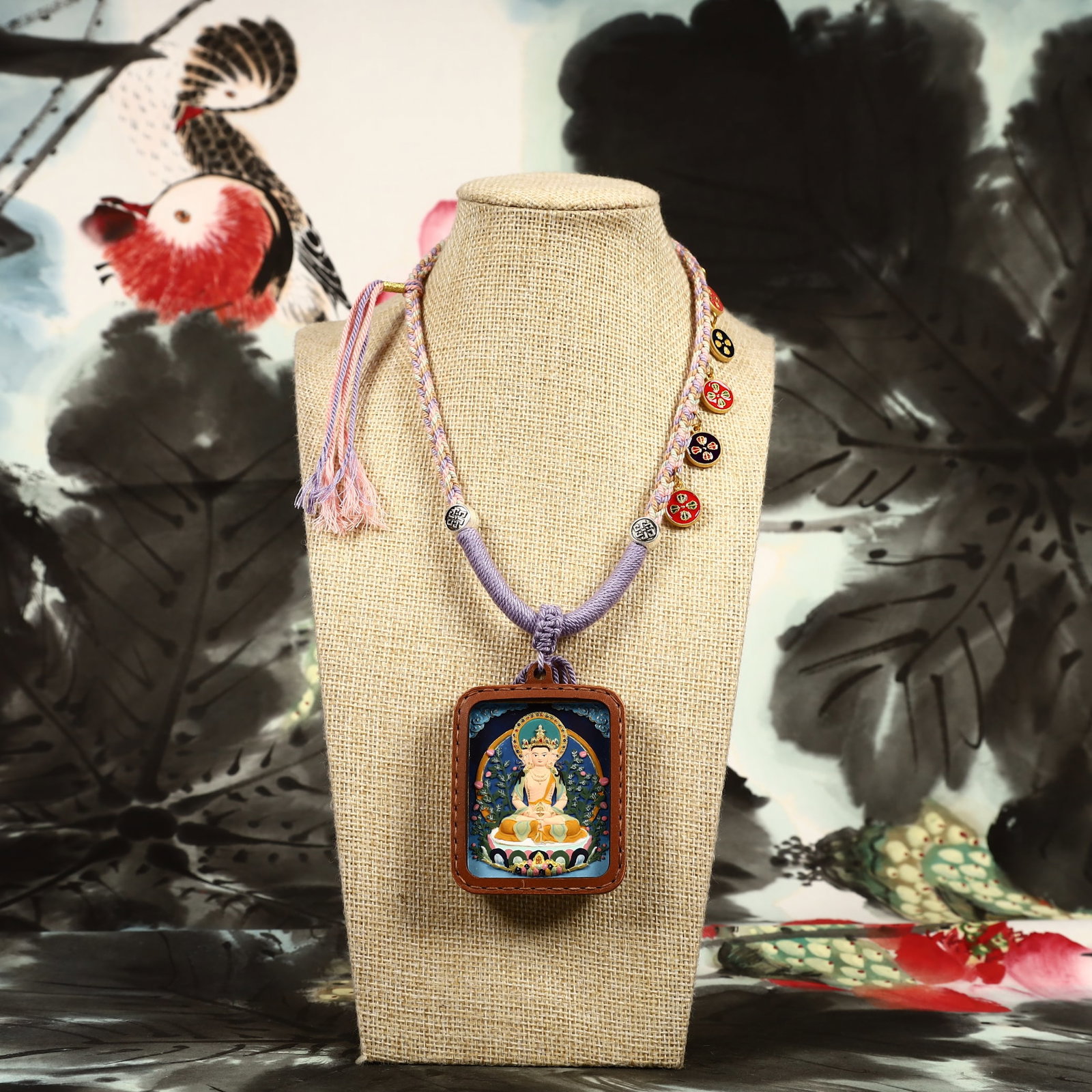 An Exquisite Painted Color Statue of Mah??vairocana Tangka: An Exquisite Painted Color Statue of Mahāvairocana Tangka,Size:2inx2.8in 彩绘大日如来像唐卡