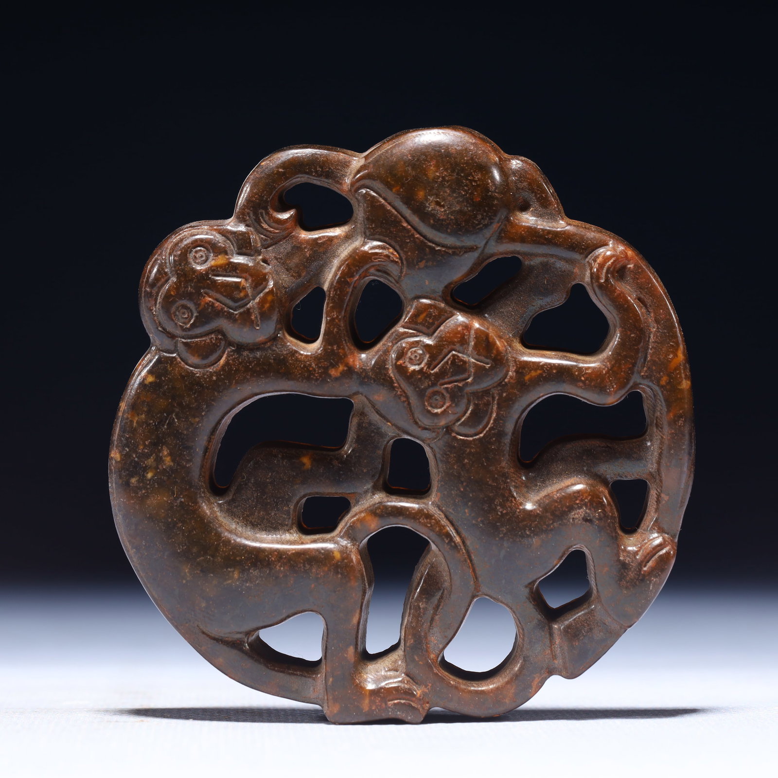 An Exquisite Archaic Jade Monkey Patten Pendant (1 of 3)