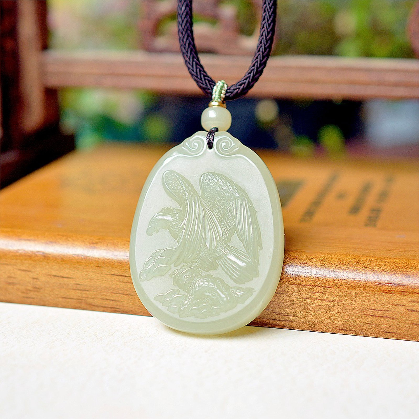 An Exquisite Greenish Jade Eagle Pattern Pendant - 3