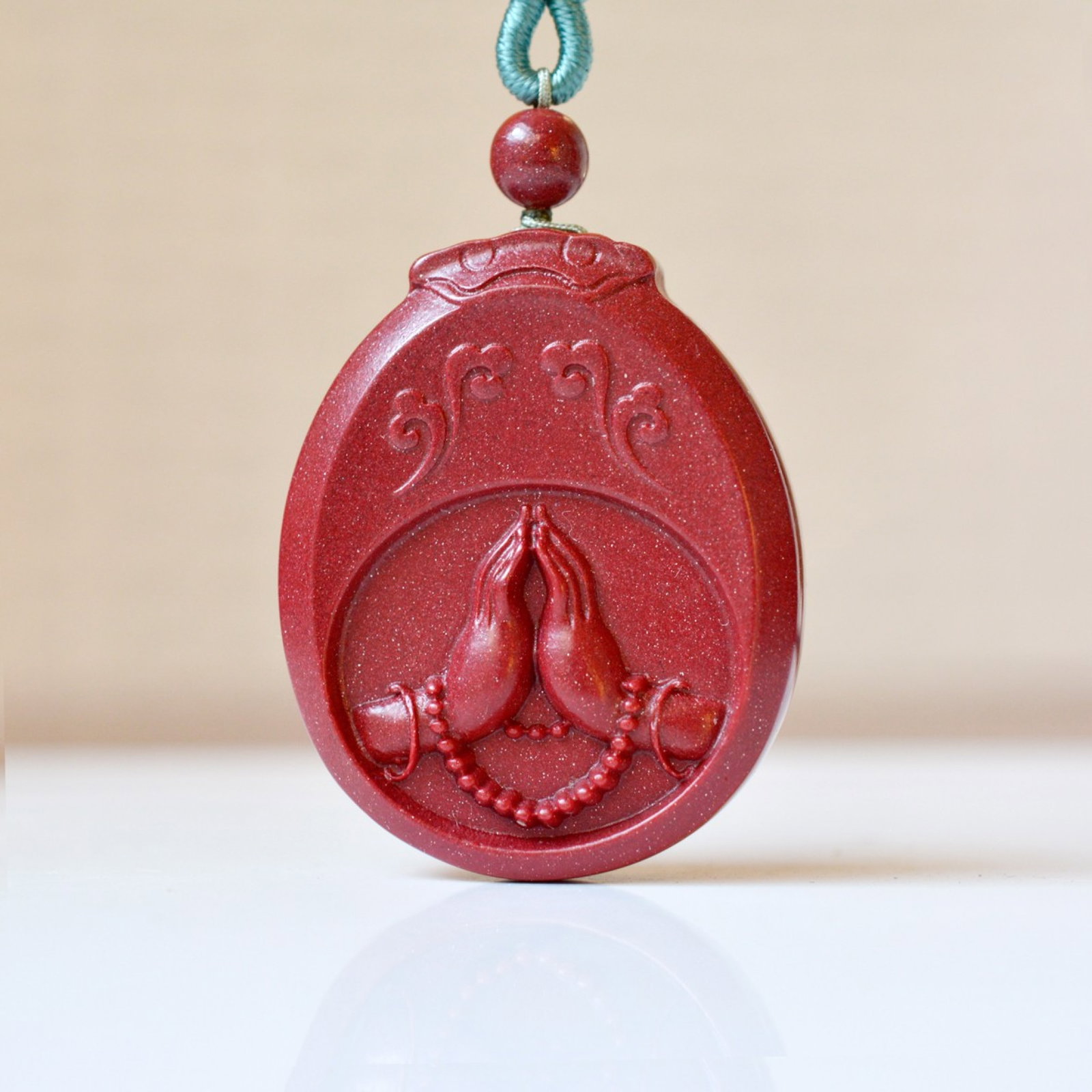 An Exquisite Cinnabar Pendant: An Exquisite Cinnabar Pendant,Size:1.2inx1.5in,Weight:14g 朱砂挂件