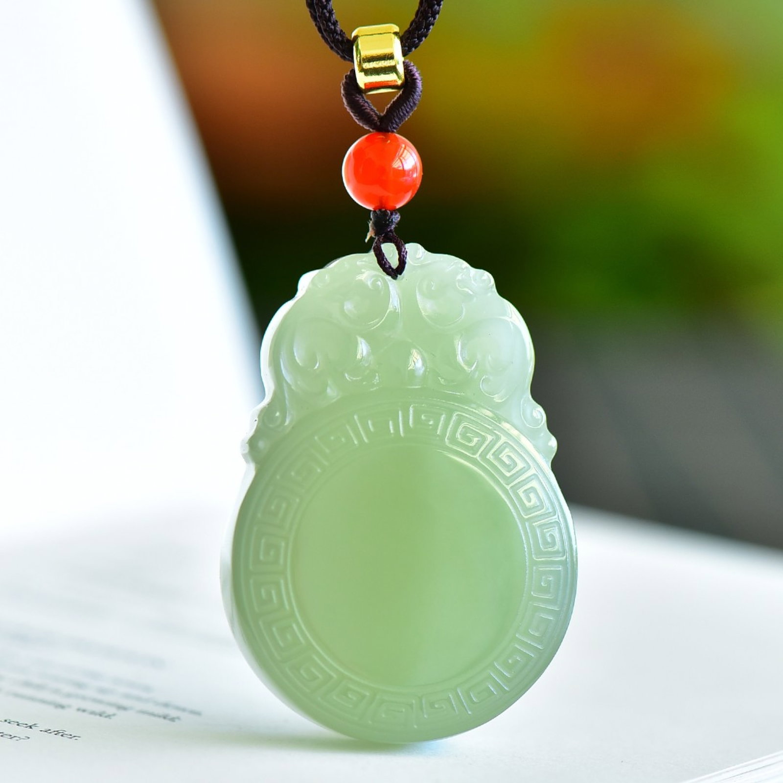 An Exquisite Greenish Jade Dragon Pattern Pendant: An Exquisite Greenish Jade Dragon Pattern Pendant,Size:1.5inx2in 青玉龙纹挂件