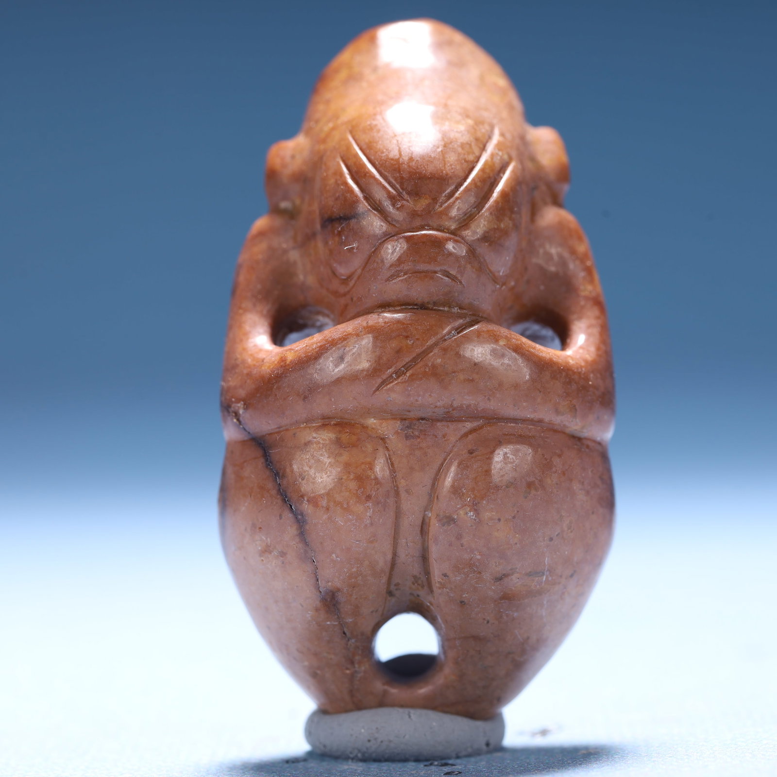 An Archaic Hongshan Culture Yellow Jade Figure Ornament: An Archaic Hongshan Culture Yellow Jade Figure Ornament,Ancient Time,China,Size:1.3inx0.9inx2.4in,Weight:59.9g 红山文化黄玉人物摆件,中
