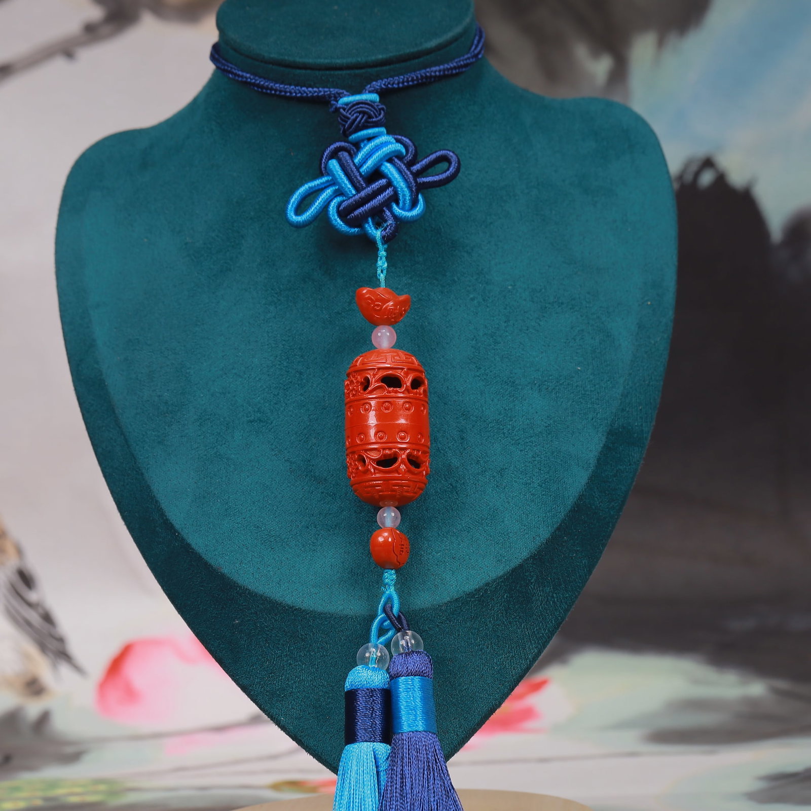 An Exquisite Cinnabar Pendant: An Exquisite Cinnabar Pendant, Size:0.8inx1.6in, Weight:38g 朱砂挂件
