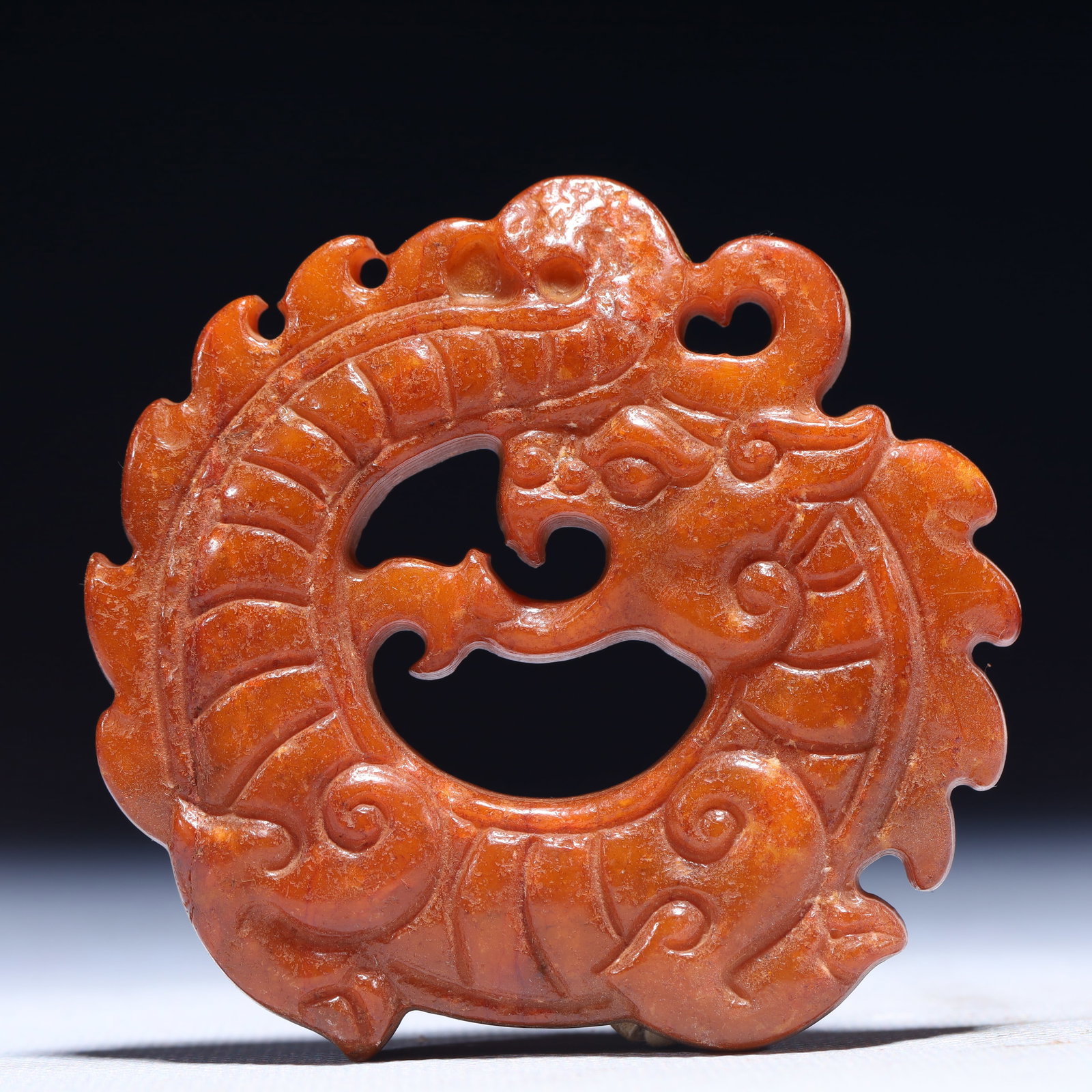 An Exquisite Archaic Jade Dragon Pattern Pendant: An Exquisite Archaic Jade Dragon Pattern Pendant,Ancient Time,China,Size:0.2inx3.1in,Weight:80g 高古玉龙纹挂件,中国远古时期