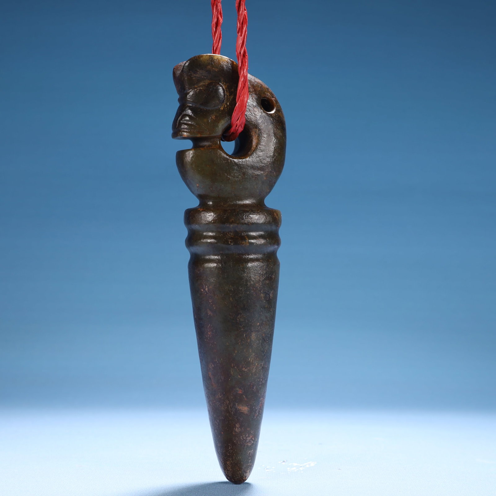 An Archaic Hongshan Culture Greenish Jade Pig and Dragon Pendant: An Archaic Hongshan Culture Greenish Jade Pig and Dragon Pendant,Ancient Time,China,Size:2inx1.2inx7.5in,Weight:500g 红山文化青白玉猪龙挂