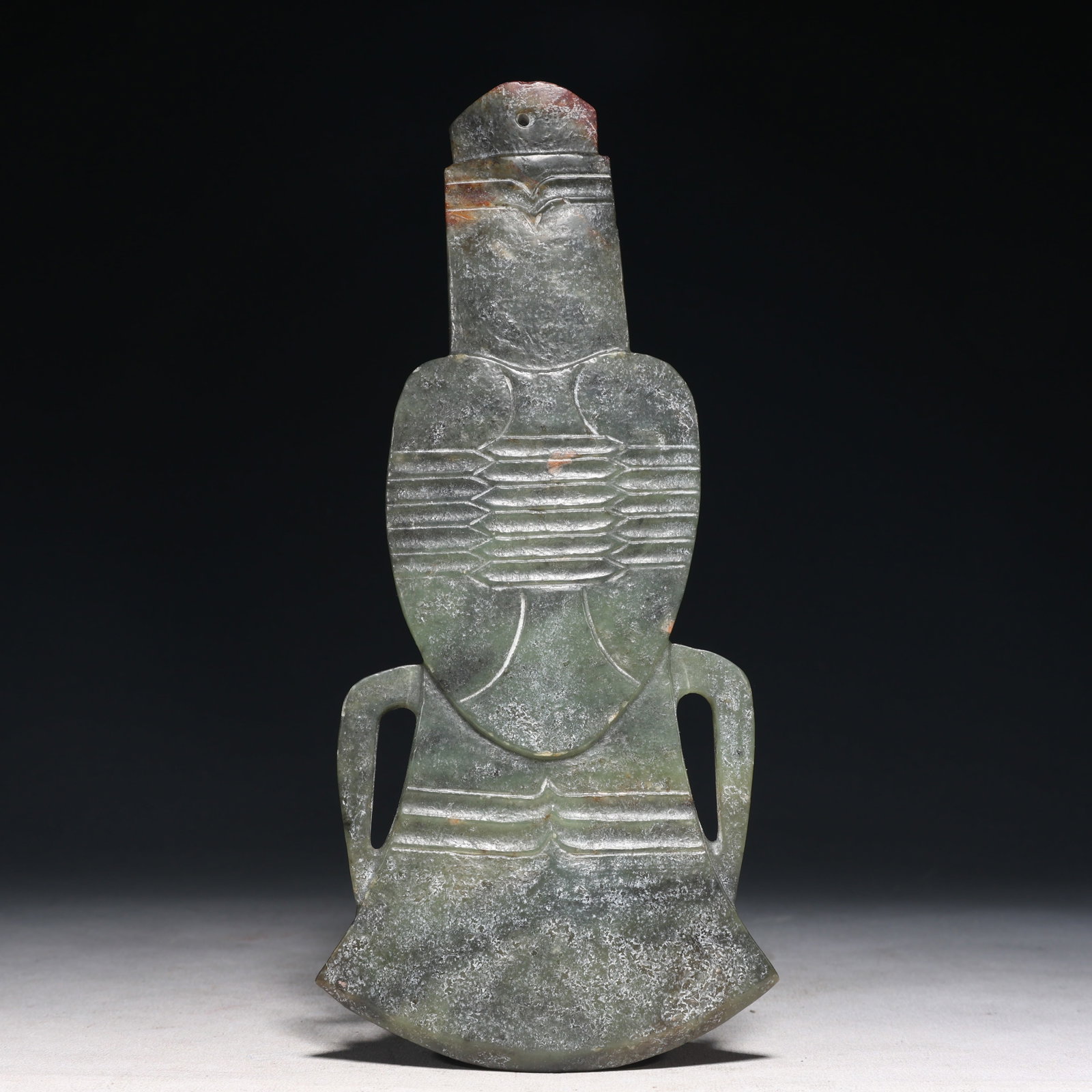 An Archaic Hongshan Culture Greenish Jade Axe (1 of 6)