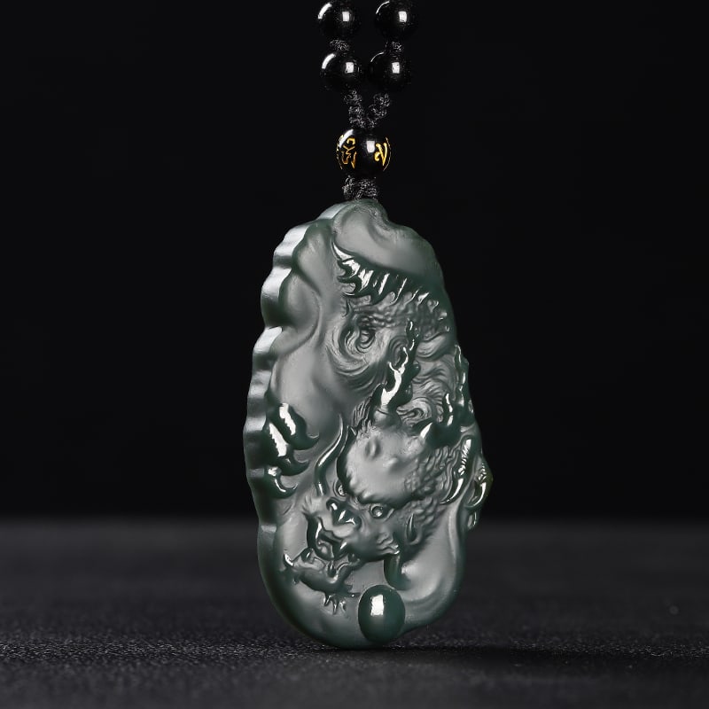 An Exquisite Cyan jade Dragon Pattern Pendant: An Exquisite Cyan jade Dragon Pattern Pendant,Size:2.5inx1.4inx0.3in 青玉龙纹挂件