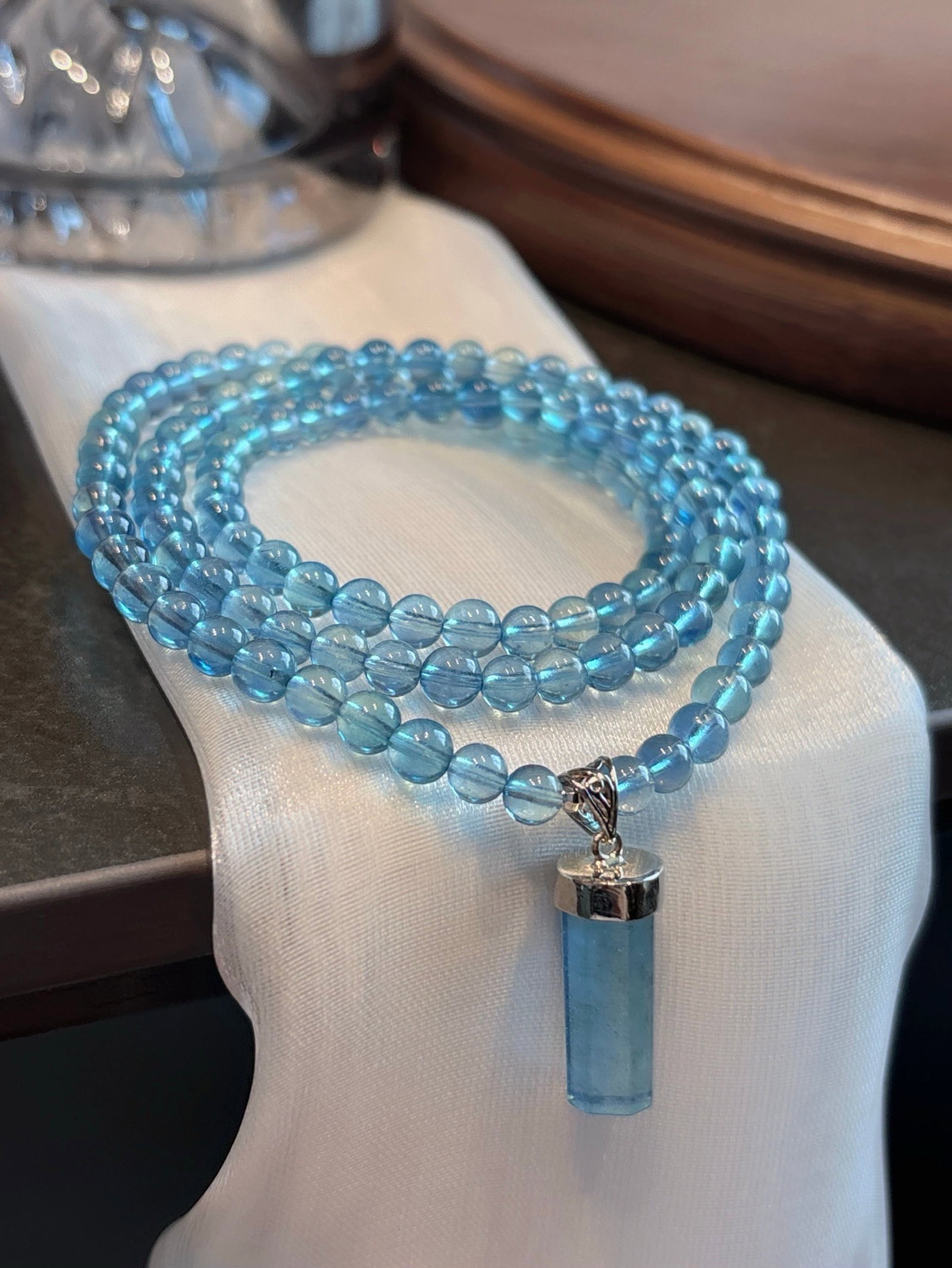 An Exquisite Aquamarine Bracelet: An Exquisite Aquamarine Bracelet,Size:0.2in,Weight:24g 海蓝宝手串