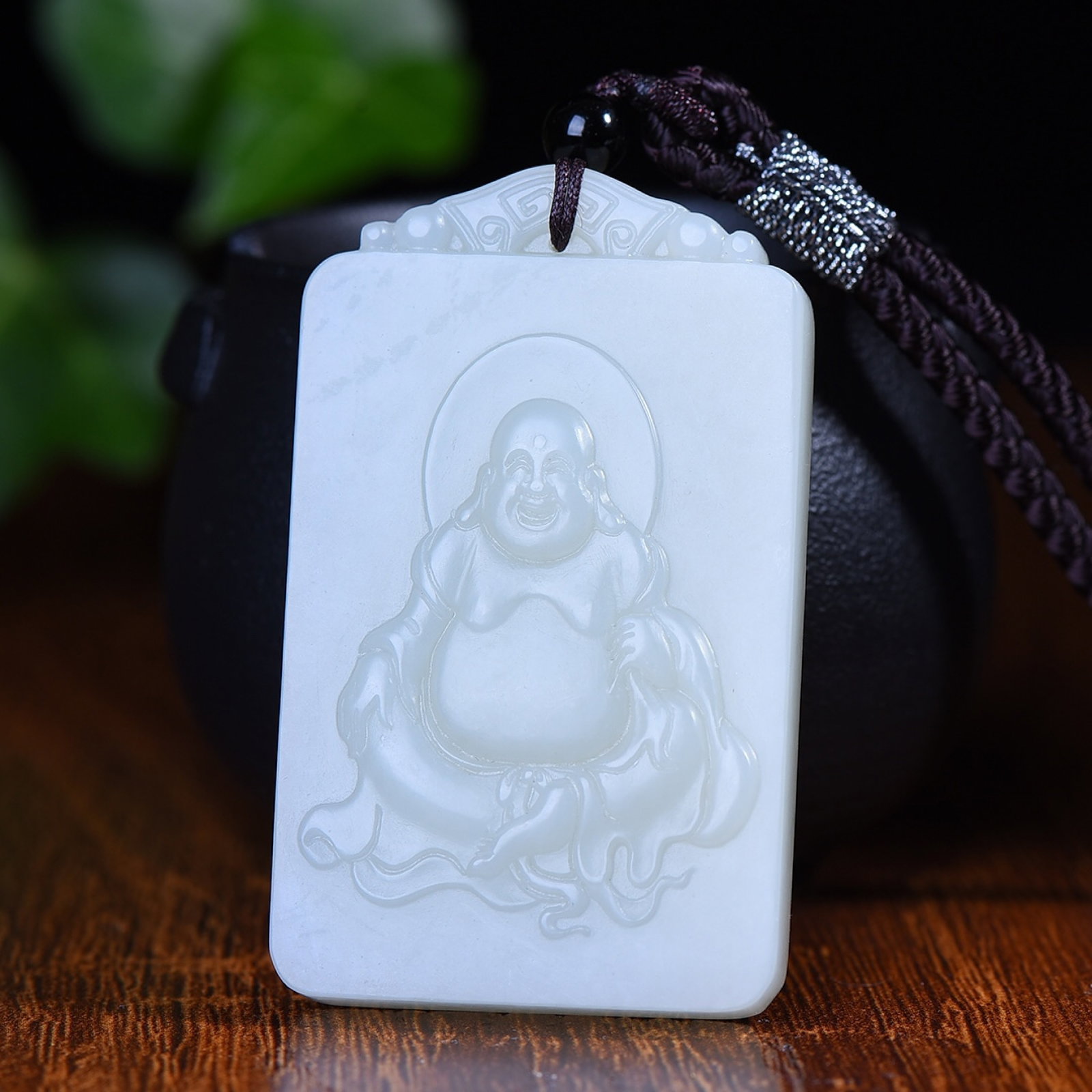 An Exquisite White Jade Maitreya Buddha Pattern Pendant: An Exquisite White Jade Maitreya Buddha Pattern Pendant,Size:1.4inx2.4in (寓意) 寓意吉祥 笑口常开 白玉弥勒佛&#