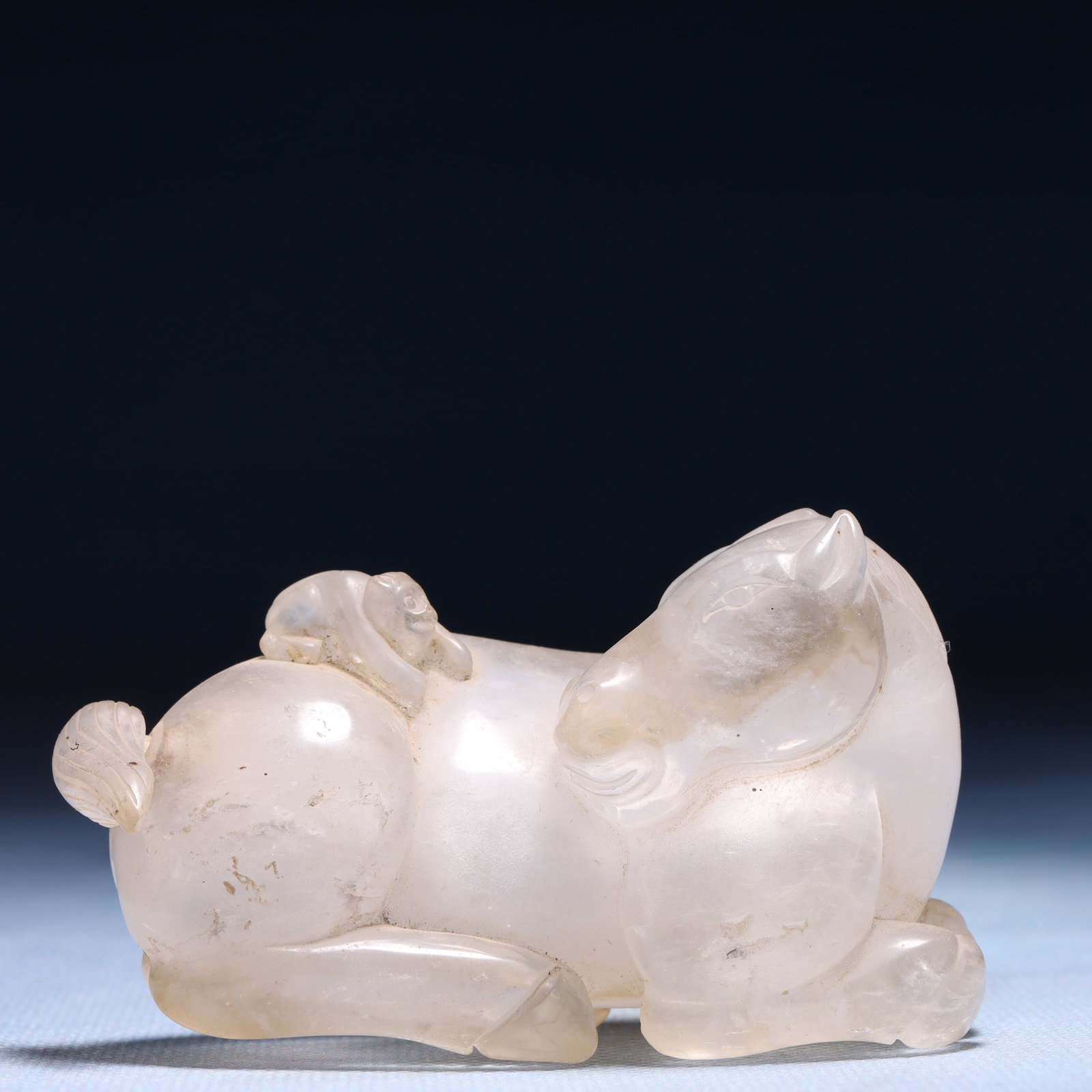 An Exquisite Crystal Horse Ornament: An Exquisite Crystal Horse Ornament,Qing Dynasty,China,Size:3.1inx1.4inx1.8in,Weight:139g 水晶马摆件,中国清代