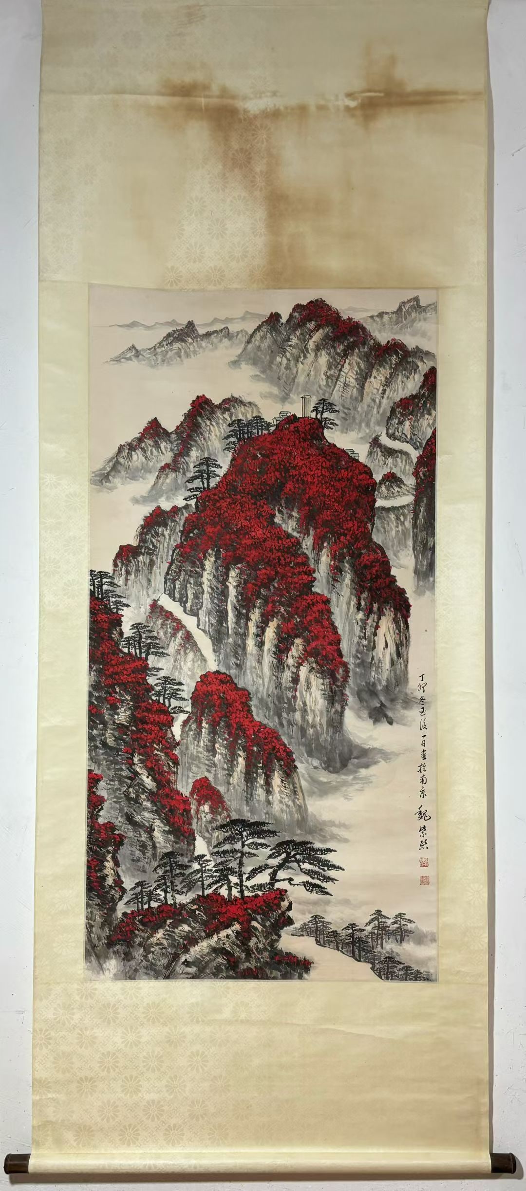 A Chinese Vertical Scroll Ink Painting of Landscape on Paper,Wei Zixi: A Chinese Vertical Scroll Ink Painting of Landscape on Paper,Wei Zixi,Size:(Without frame)52.4inx26.4in一幅中国水墨山水画立轴,魏