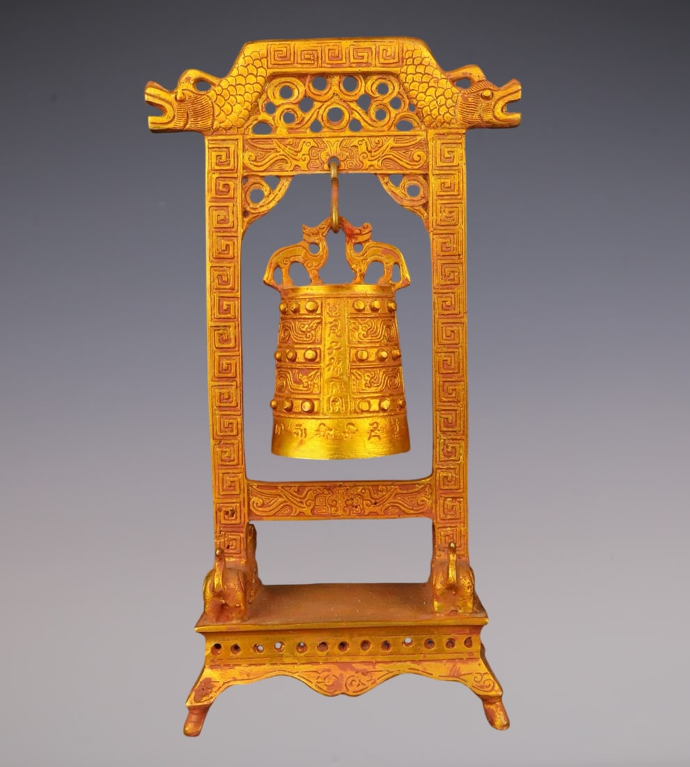 An Exquisite Gilt Bronze Bird Pattern Chime,With Inscription (1 of 9)