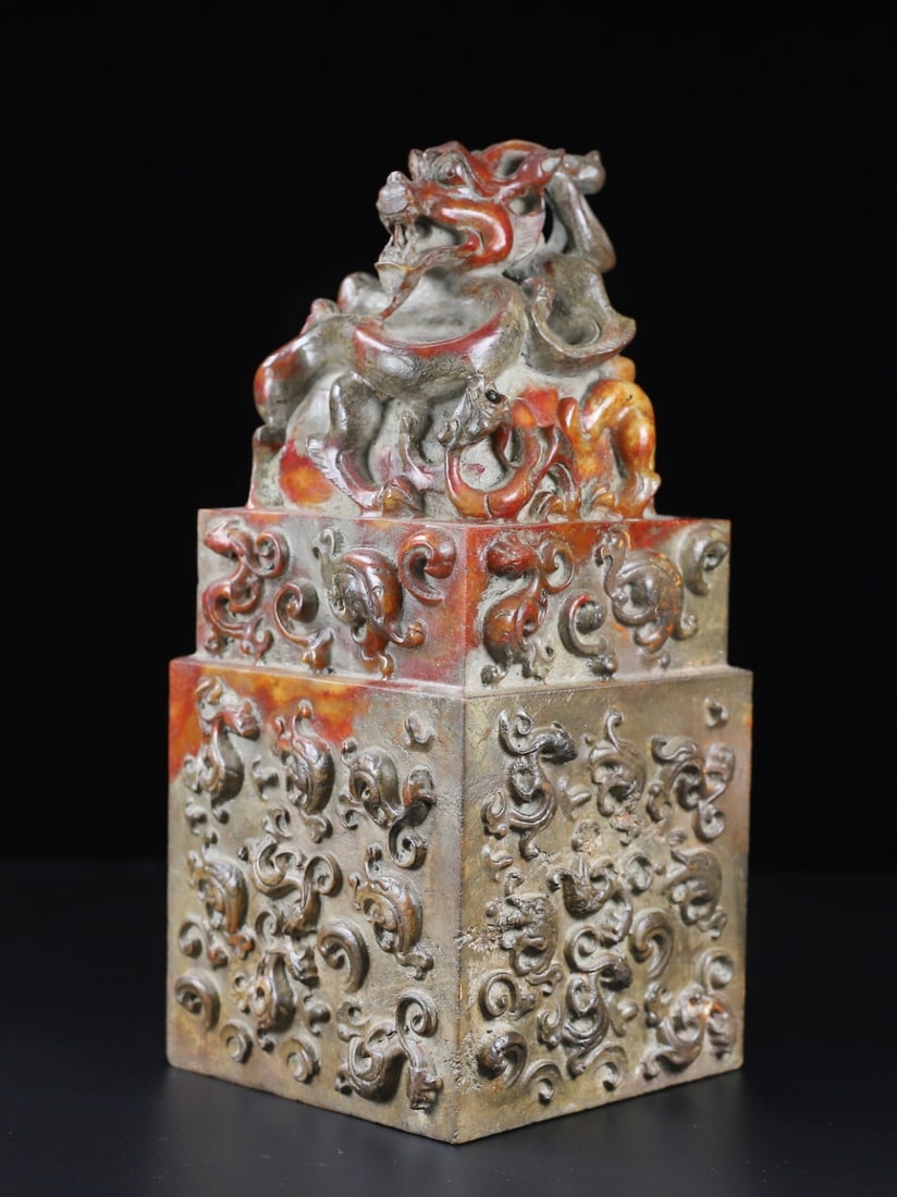 An Exquisite White Jade Dragon Pattern Seal - 4