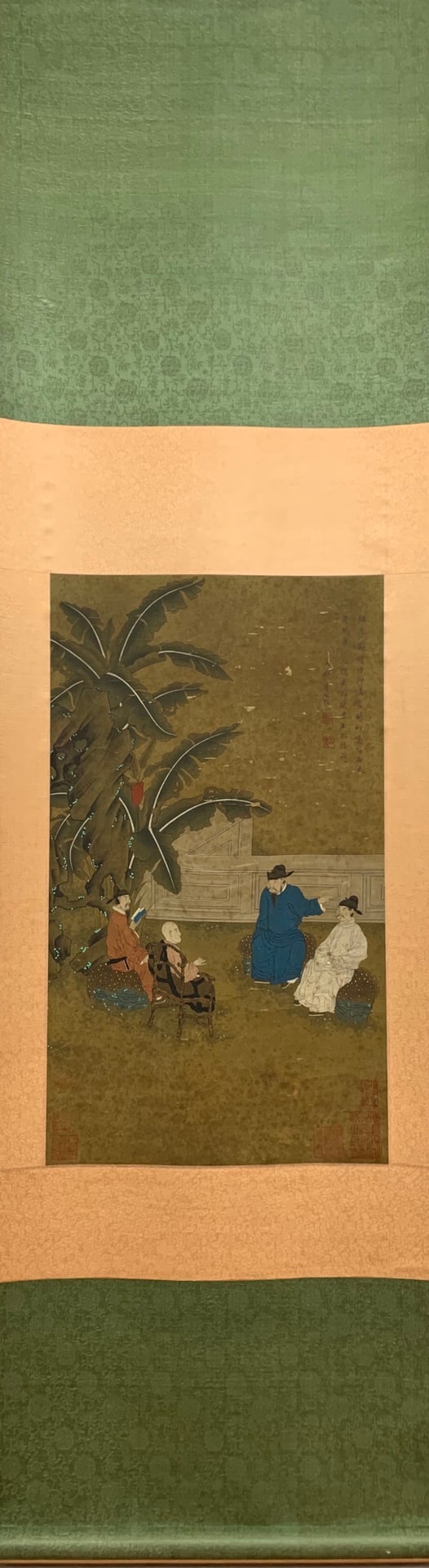A Chinese Vertical Scroll Ink Painting of Figure on Silk,Tang Yin: A Chinese Vertical Scroll Ink Painting of Figure on Silk,Tang Yin,Size:(Without frame)28.7inx16.5in一幅中国水墨绢本人物画立ů