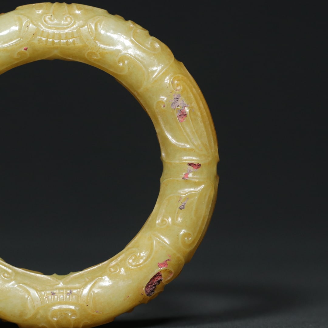 An Exquisite White Jade Beast-Face Pattern Bracelets - 7