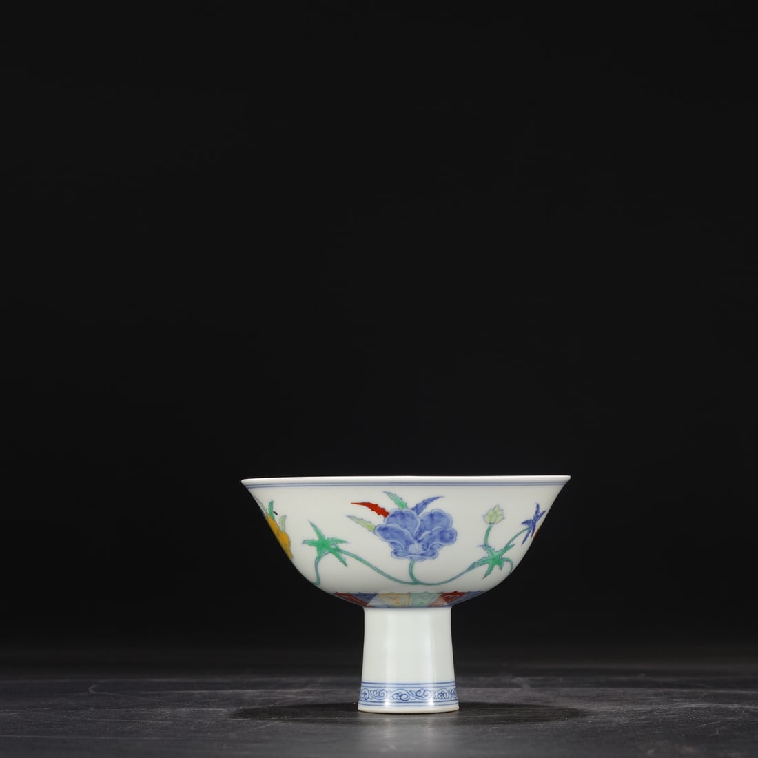 An Exquisite Doucai Flower Pattern Stem Bowl (1 of 8)