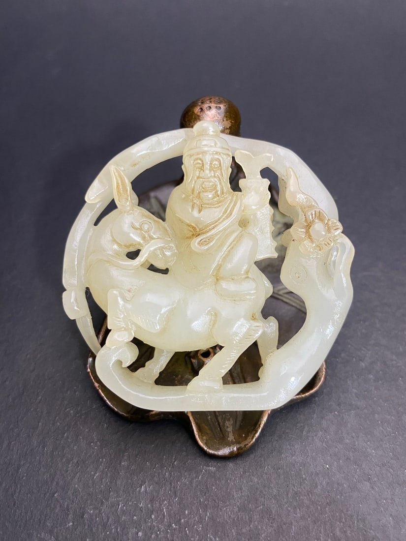 An Exquisite White Jade Hollow Figure Donkey Pendant (1 of 9)