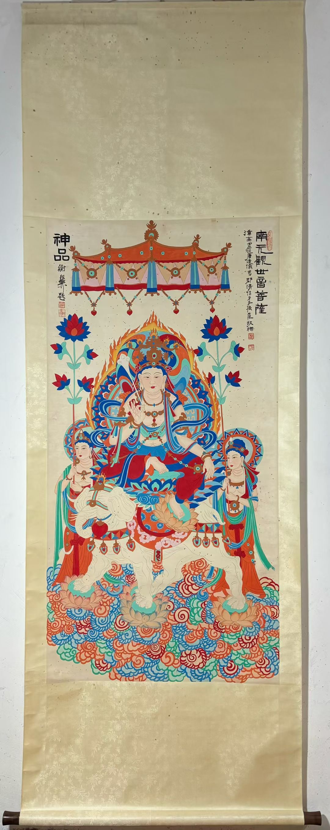 A Chinese Vertical Scroll Ink Painting of Buddha on Paper,Zhang Daqian: A Chinese Vertical Scroll Ink Painting of Buddha on Paper,Zhang Daqian,Size:(Without frame)51.8inx26.4in一幅中国水墨佛像图立轴,张