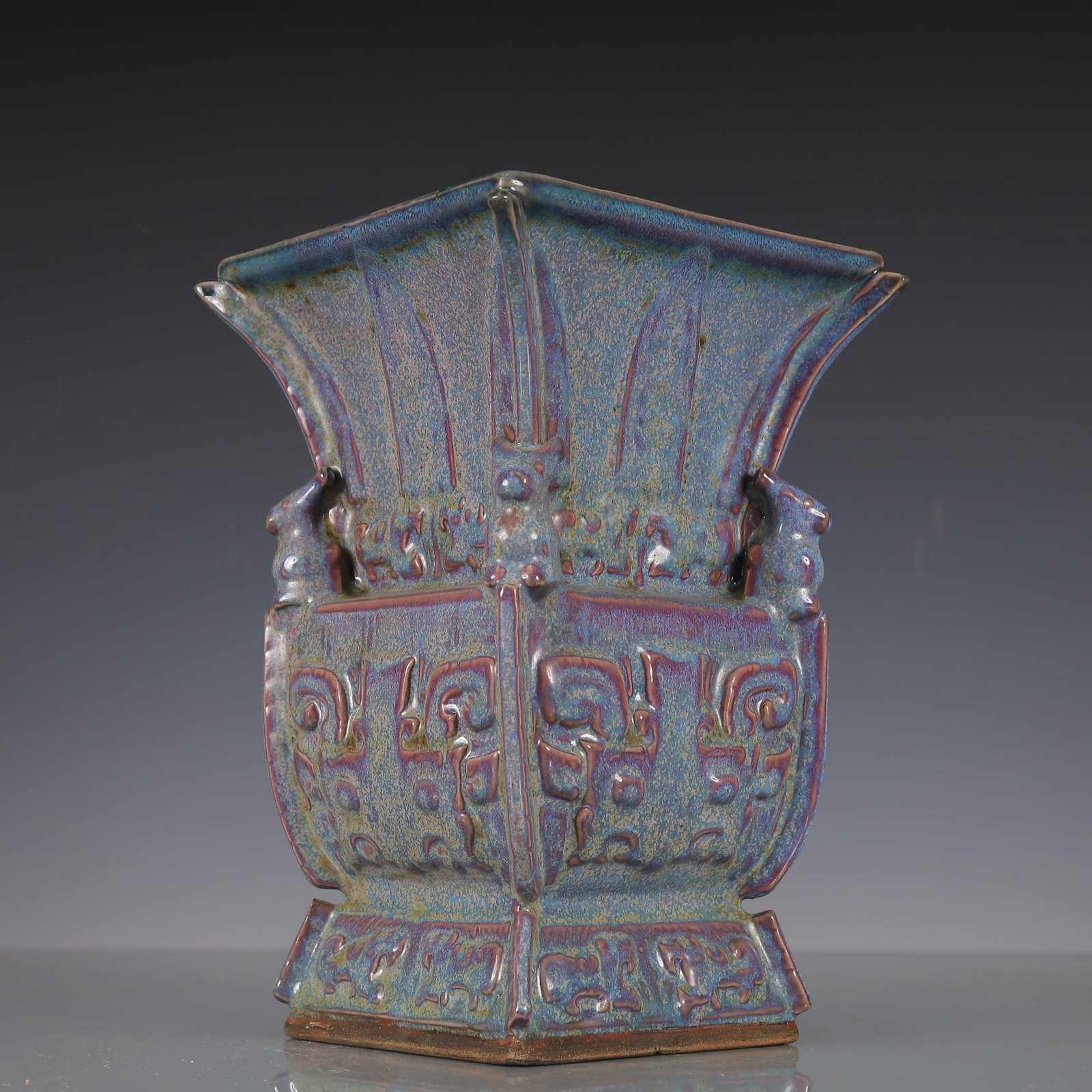 A Exquisite Jun yao Beast-Face Pattern Vase - 4