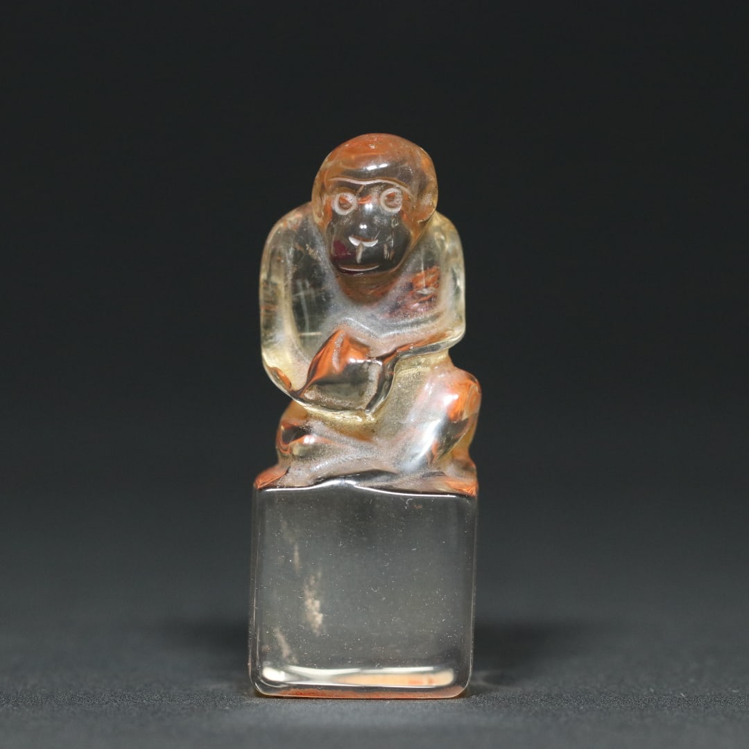 An Exquisite Crystal Monkey-Shaped Seal (1 of 9)