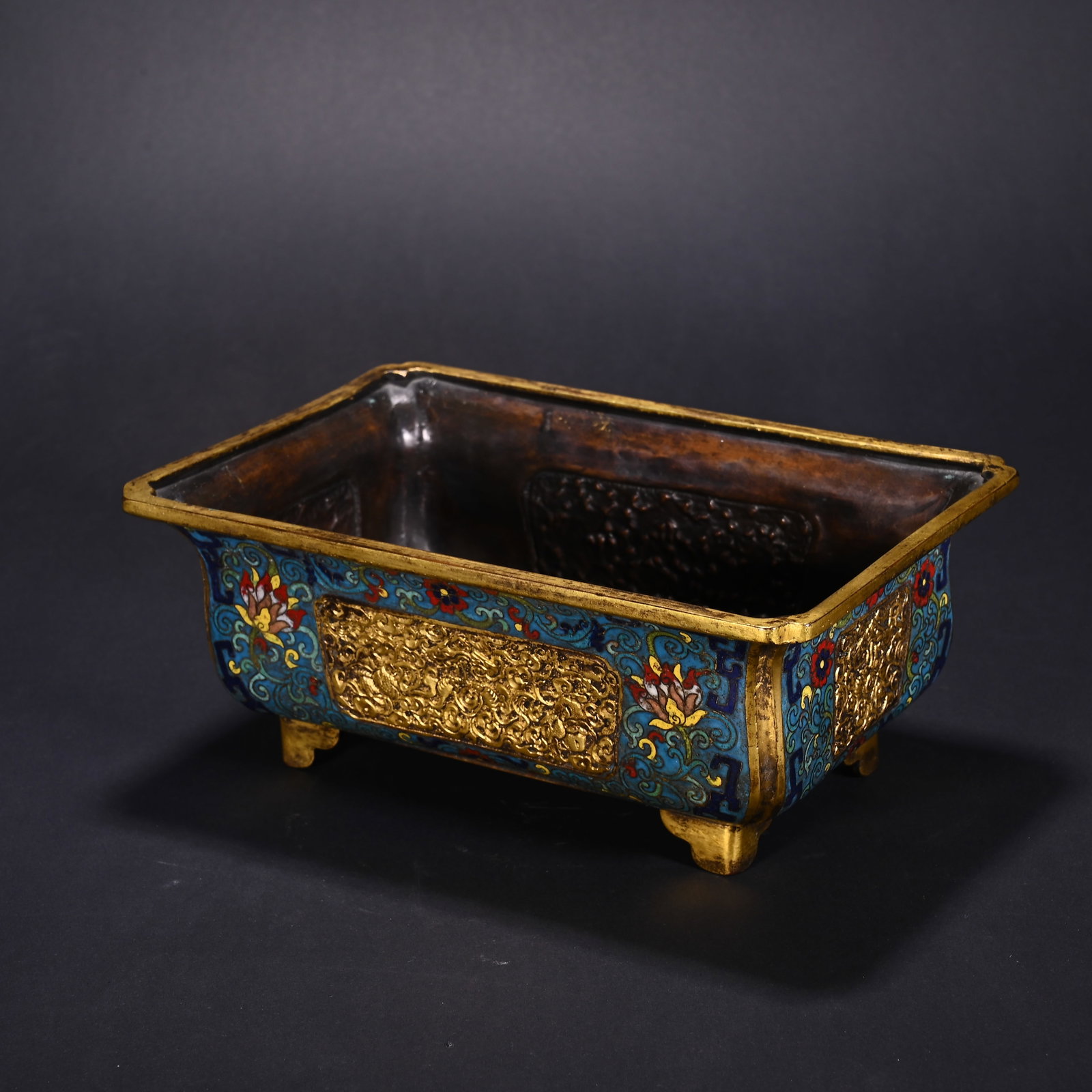 An Exquisite Cloisonne Lotus Pattern Four Legs Censer: An Exquisite Cloisonne Lotus Pattern Four Legs Censer,Qing Dynasty, China,Qianlong Four-character
