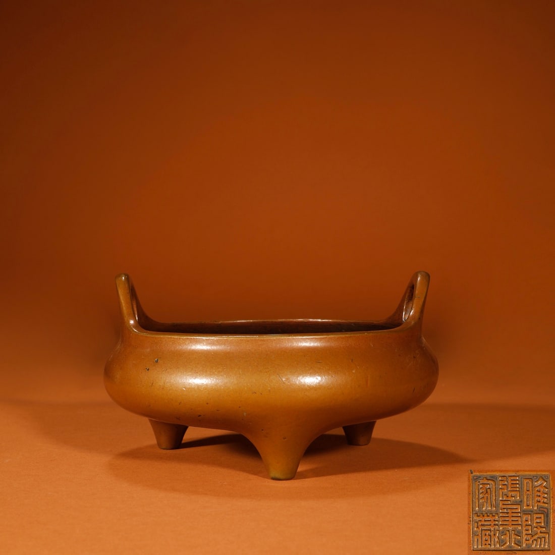 An Exquisite Bronze Double-Ears and Tripod Censer: An Exquisite Bronze Double-Ears and Tripod Censer,Ming Dynasty,China,With