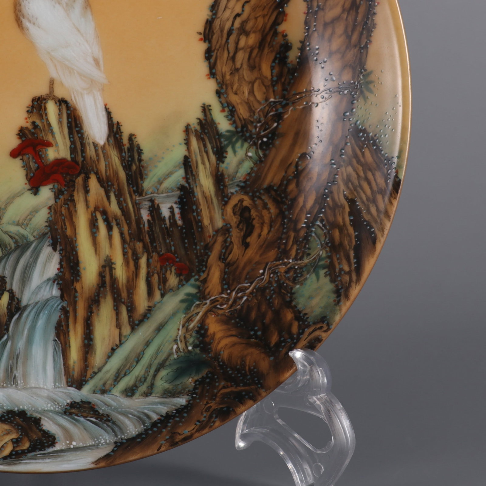 An Exquisite Enamel Eagle Pattern Pine Pattern Poem Plate - 4
