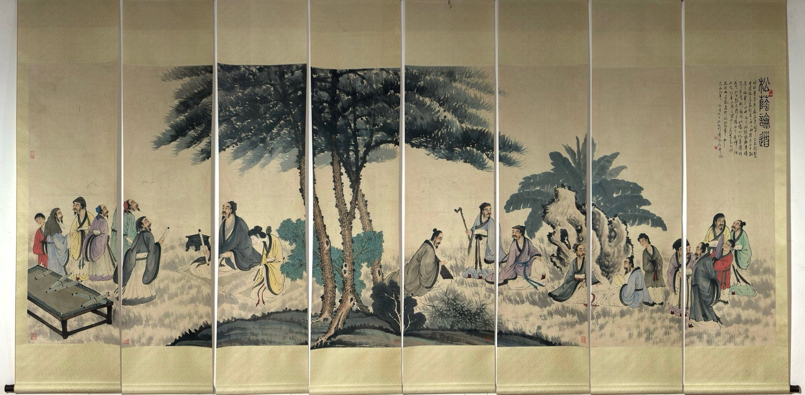 A Set of Chinese Vertical Scroll Ink Painting of Figure on Paper,Fu Baoshi: A Set of Chinese Vertical Scroll Ink Painting of Figure on Paper,Fu Baoshi,Size:(Without frame)54.9inx17.7in*8,(Entirety)77.6inx20.3in*8一套中国水墨人物