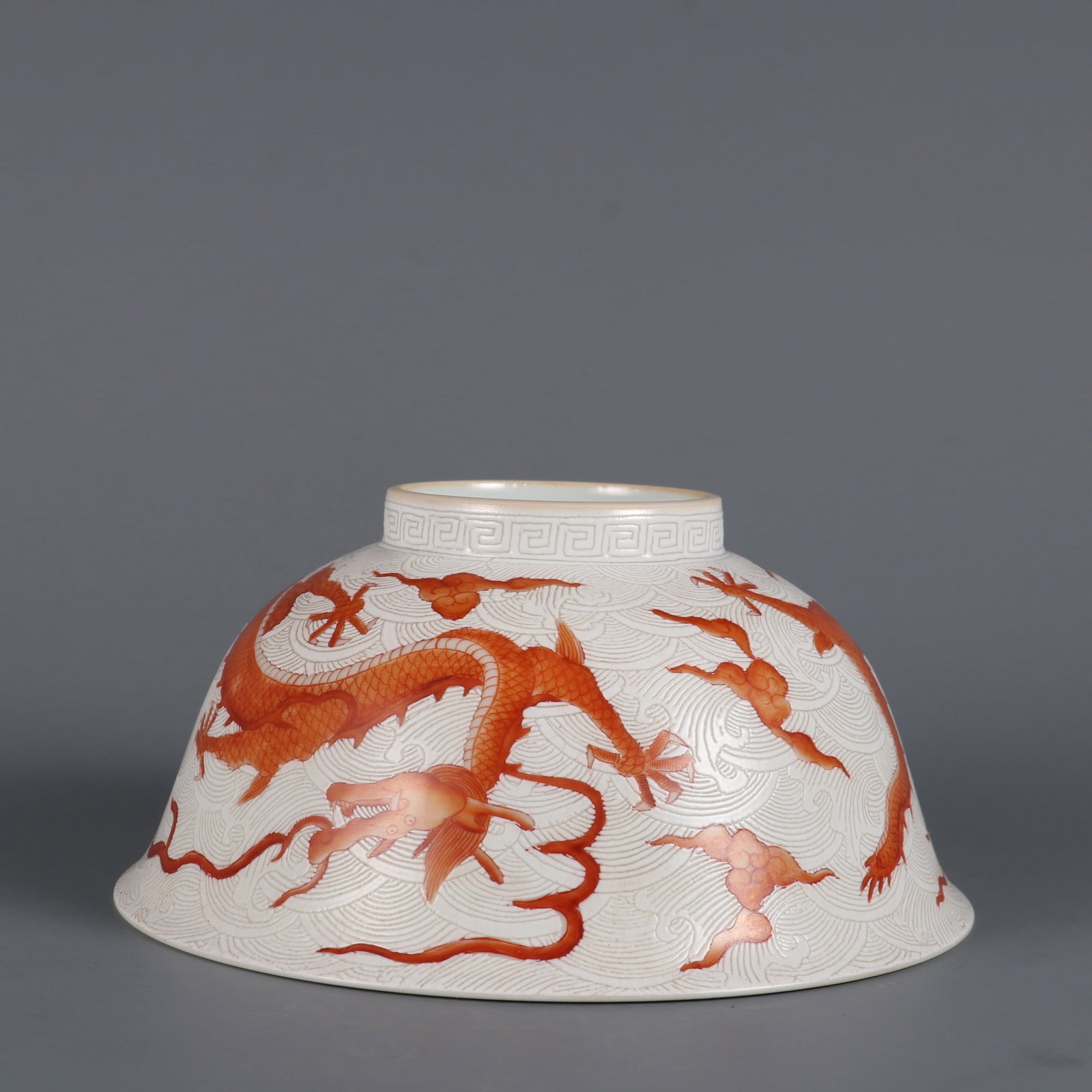 An Exquisite Iron-Red Seawater Pattern Dragon Pattern Bowl - 7
