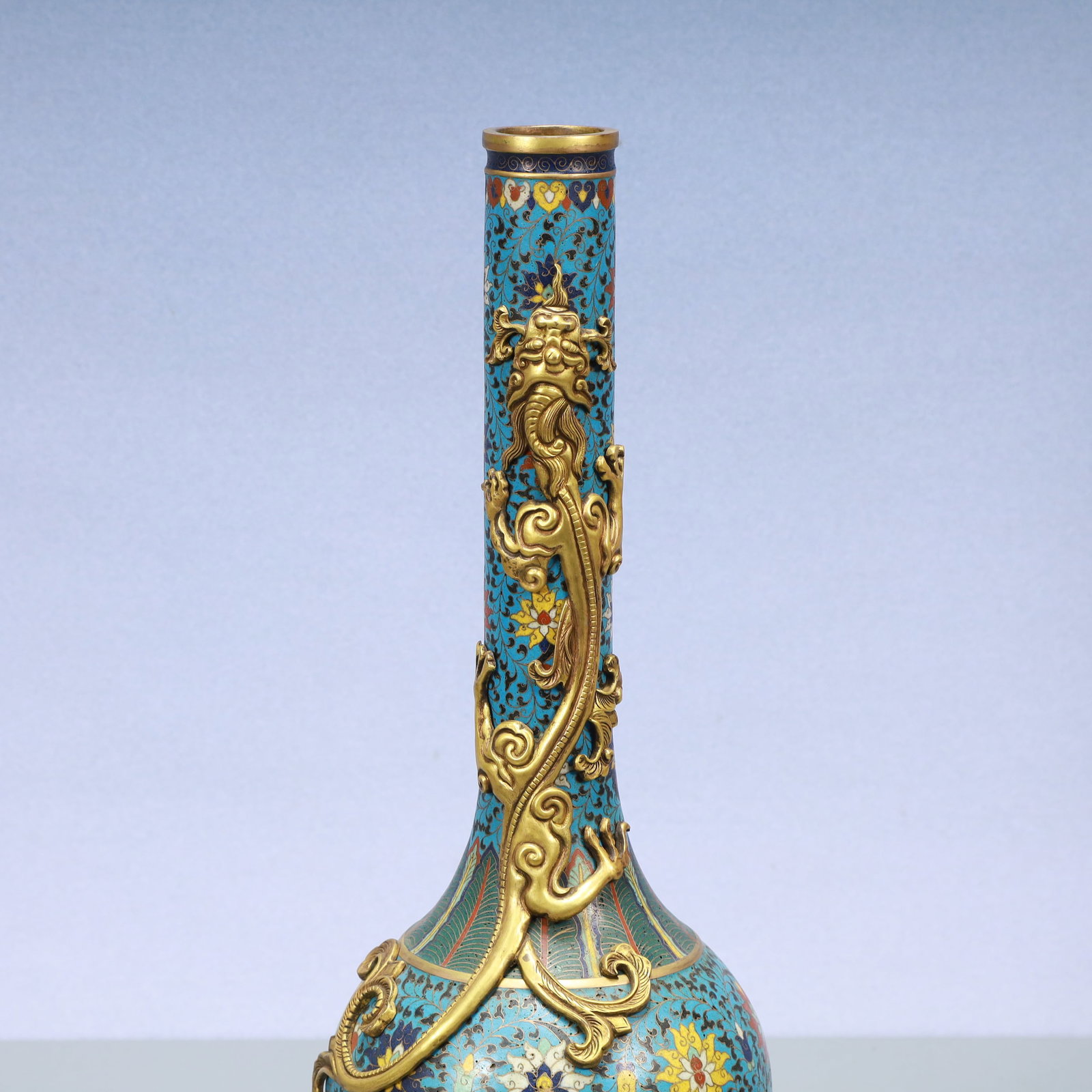 A Exquisite Cloisonne Lotus Pattern Dragon Pattern Vase - 2
