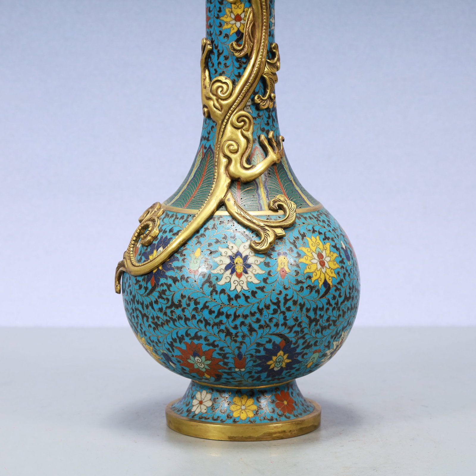 A Exquisite Cloisonne Lotus Pattern Dragon Pattern Vase - 3