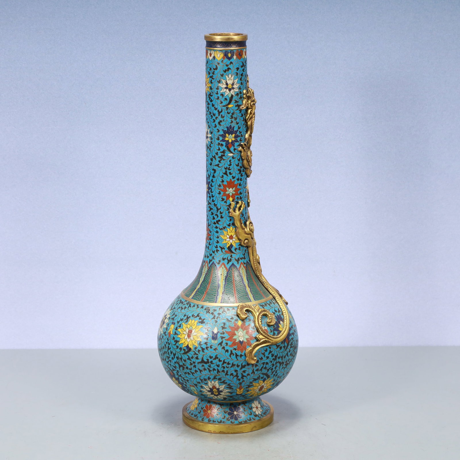 A Exquisite Cloisonne Lotus Pattern Dragon Pattern Vase - 6