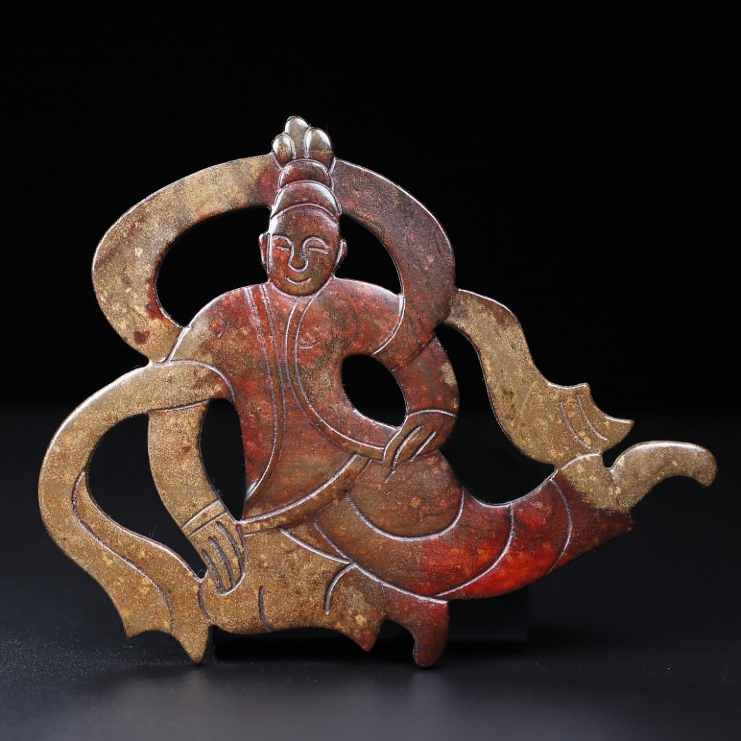 An Exquisite White Jade Figure Ornament: An Exquisite White Jade Figure Ornament,Qing Dynasty,China,Size:5.6inx4.5inx0.2in,Weight:112.9g白玉人物摆件,中国清代,Size:14.2cmx11.5cmx0.5c