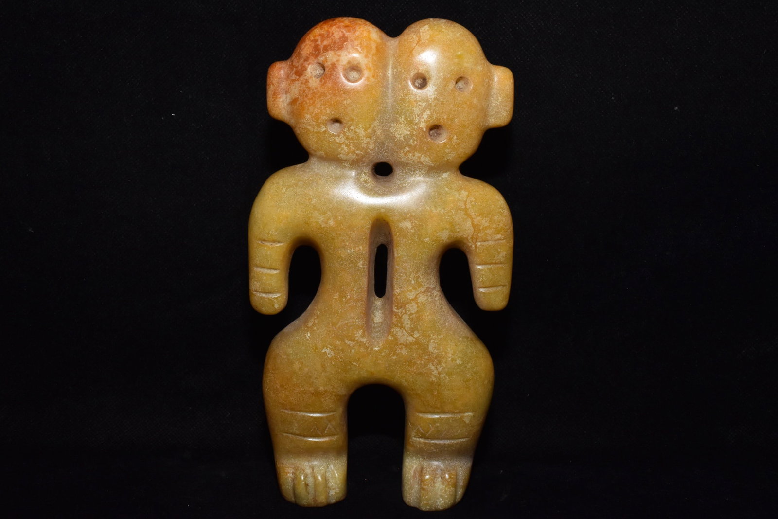 An Exquisite White Jade Figure Ornament: An Exquisite White Jade Figure Ornament,Hongshan Culture,Size:7.7inx4.5in,Weight:820g白玉人物摆件，红山文化，Size:19.5cmx11.5cm,