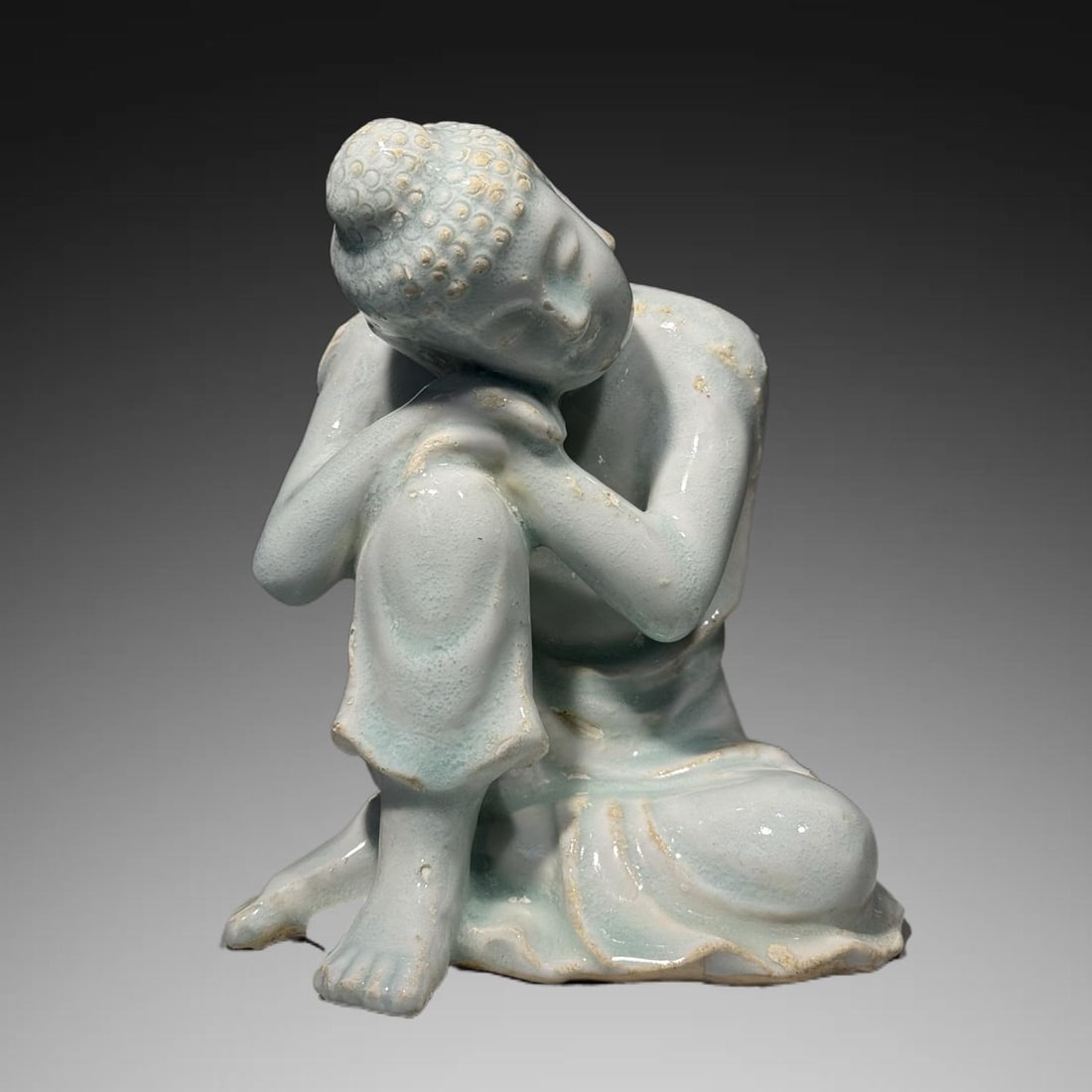 An Exquisite Hutian Kiln Shadow Blue Glazed Buddha statue Ornament: An Exquisite Hutian Kiln Shadow Blue Glazed Buddha statue Ornament,Song Dynasty, China,Size:6.7inx5.5in