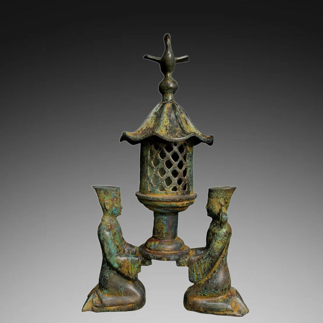 An Exquisite Bronze Figures Lamp (1 of 9)