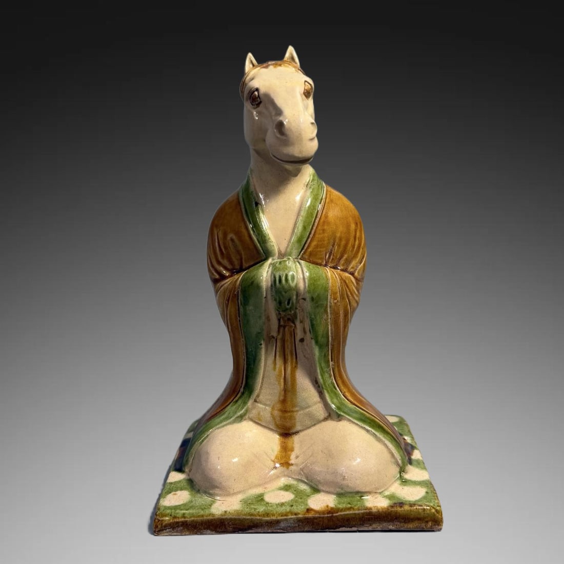 An Exquisite Tang Tri-Color Glazed Pottery Twelve Zodiac Figurines with Animal Heads and Human (1 of 8)