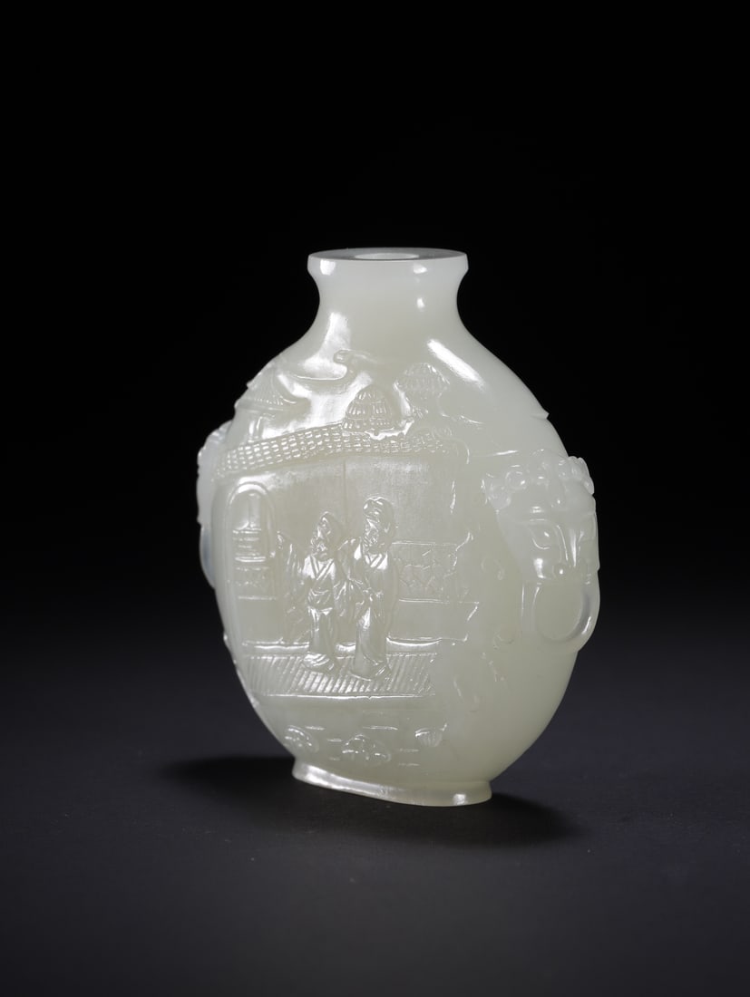 An Exquisite Hotan Jade Figures Pattern Snuff Bottle - 10