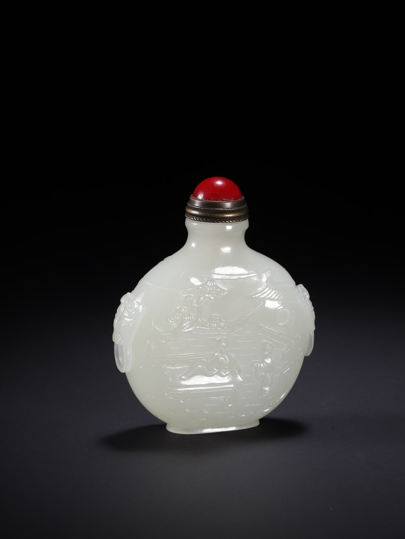 An Exquisite Hotan Jade Figures Pattern Snuff Bottle - 2