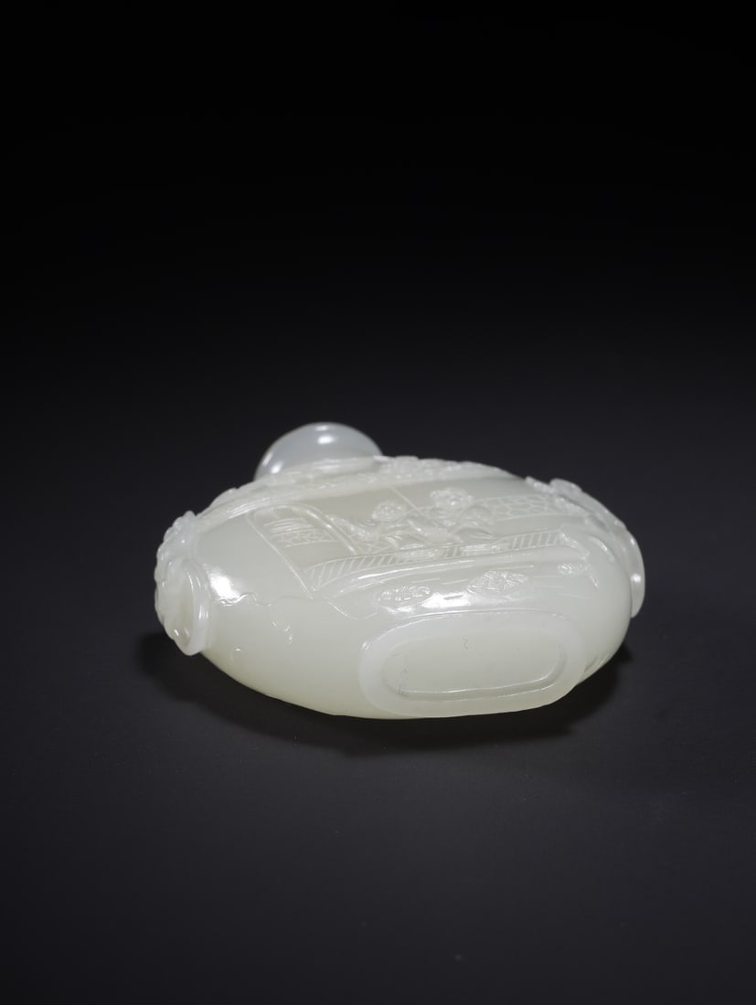 An Exquisite Hotan Jade Figures Pattern Snuff Bottle - 7