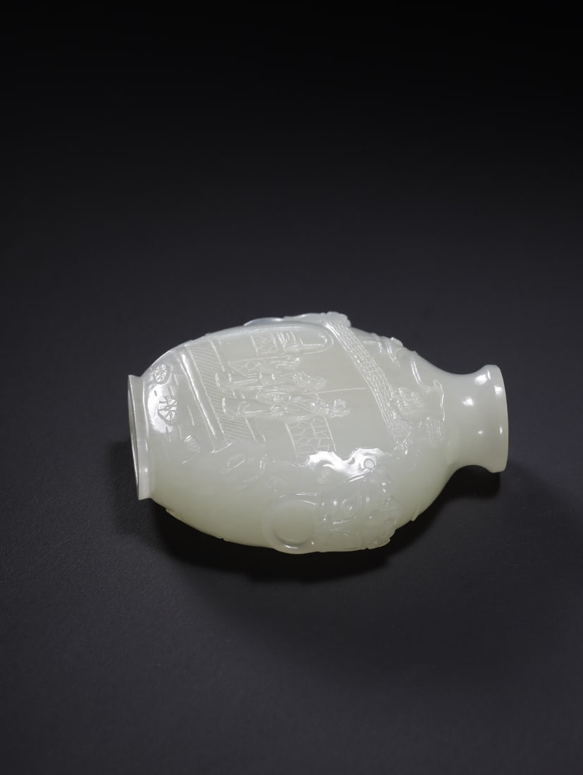 An Exquisite Hotan Jade Figures Pattern Snuff Bottle - 8