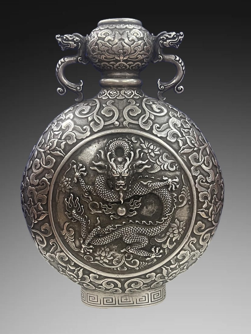 An Exquisite Silver Gilded Copper Dragon Pattern Ewer - 2