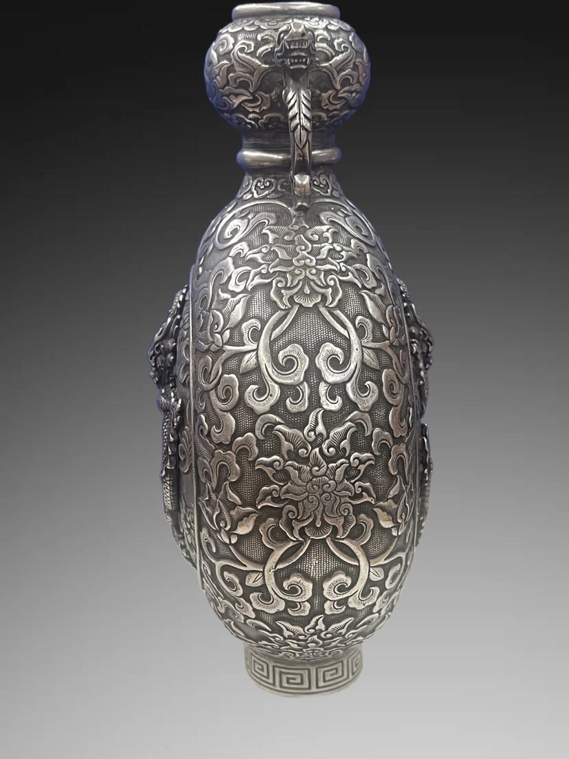 An Exquisite Silver Gilded Copper Dragon Pattern Ewer - 3