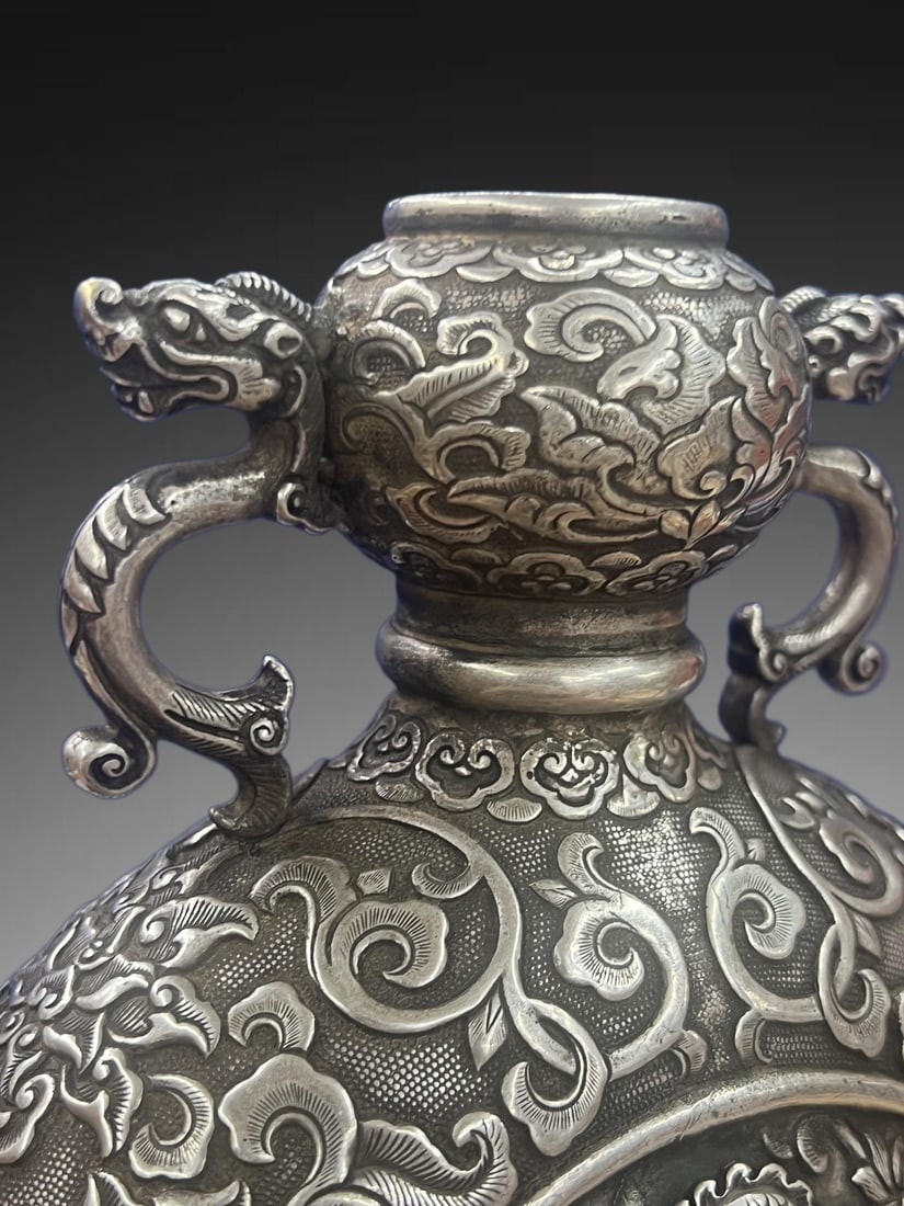 An Exquisite Silver Gilded Copper Dragon Pattern Ewer - 6