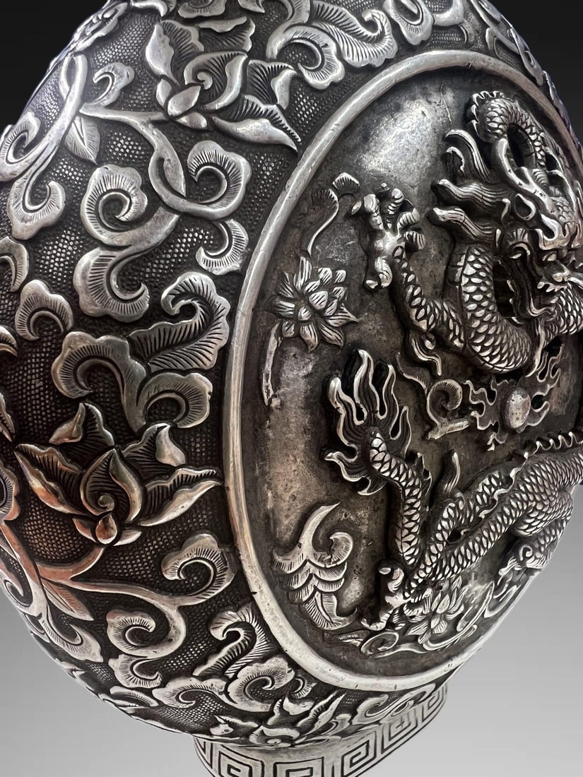An Exquisite Silver Gilded Copper Dragon Pattern Ewer - 7