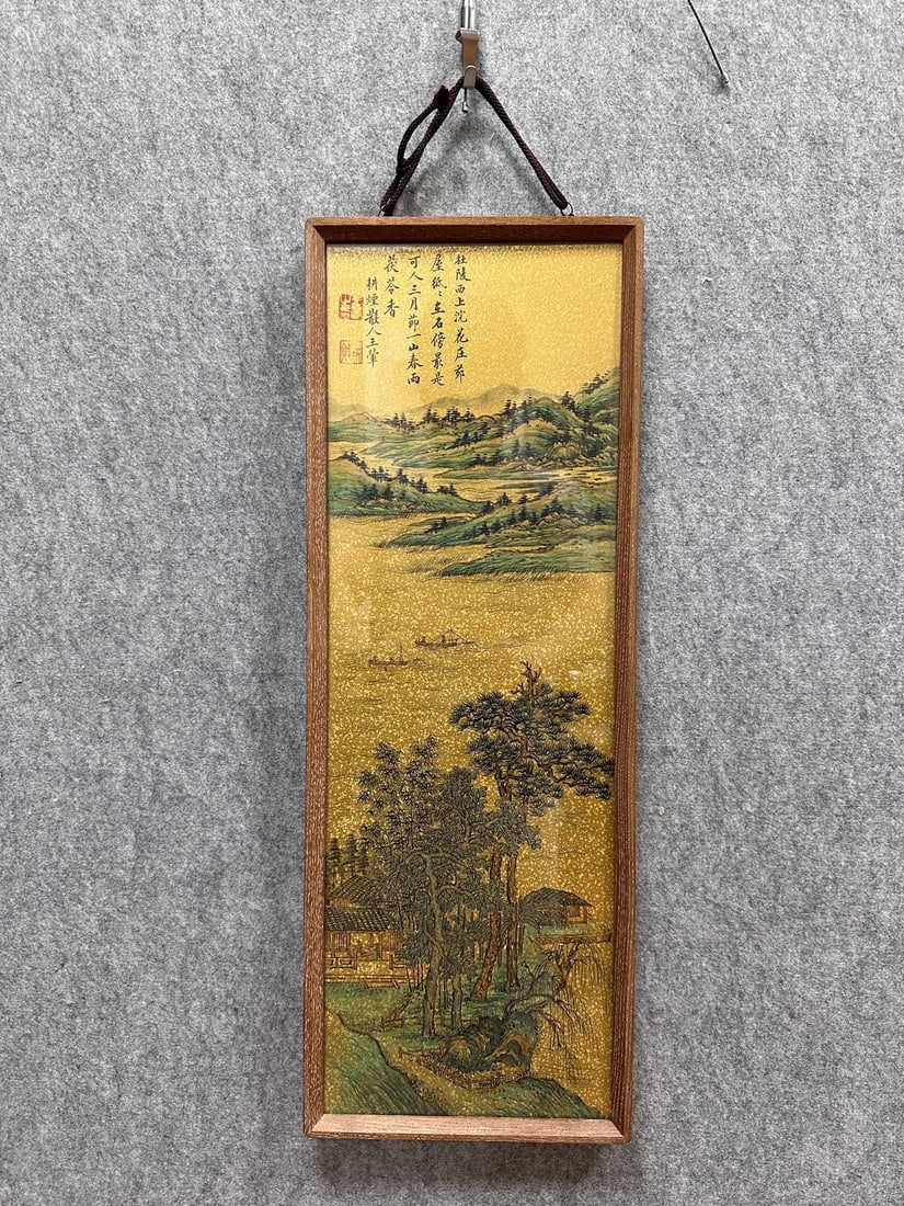 A Chinese Ink Painting of Landscape on Paper, With a Frame: A Chinese Ink Painting of Landscape on Paper, With a Frame,Qing Dynasty, China,Wang Hui,without frame size:7.9inx22.4in 一幅中国水墨纸本山水
