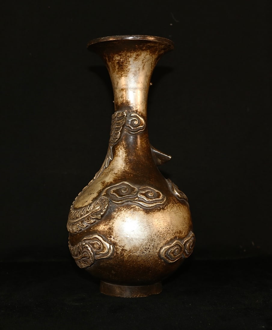 An Exquisite Silver-Gilt Copper Phoenix Pattern Vase - 4