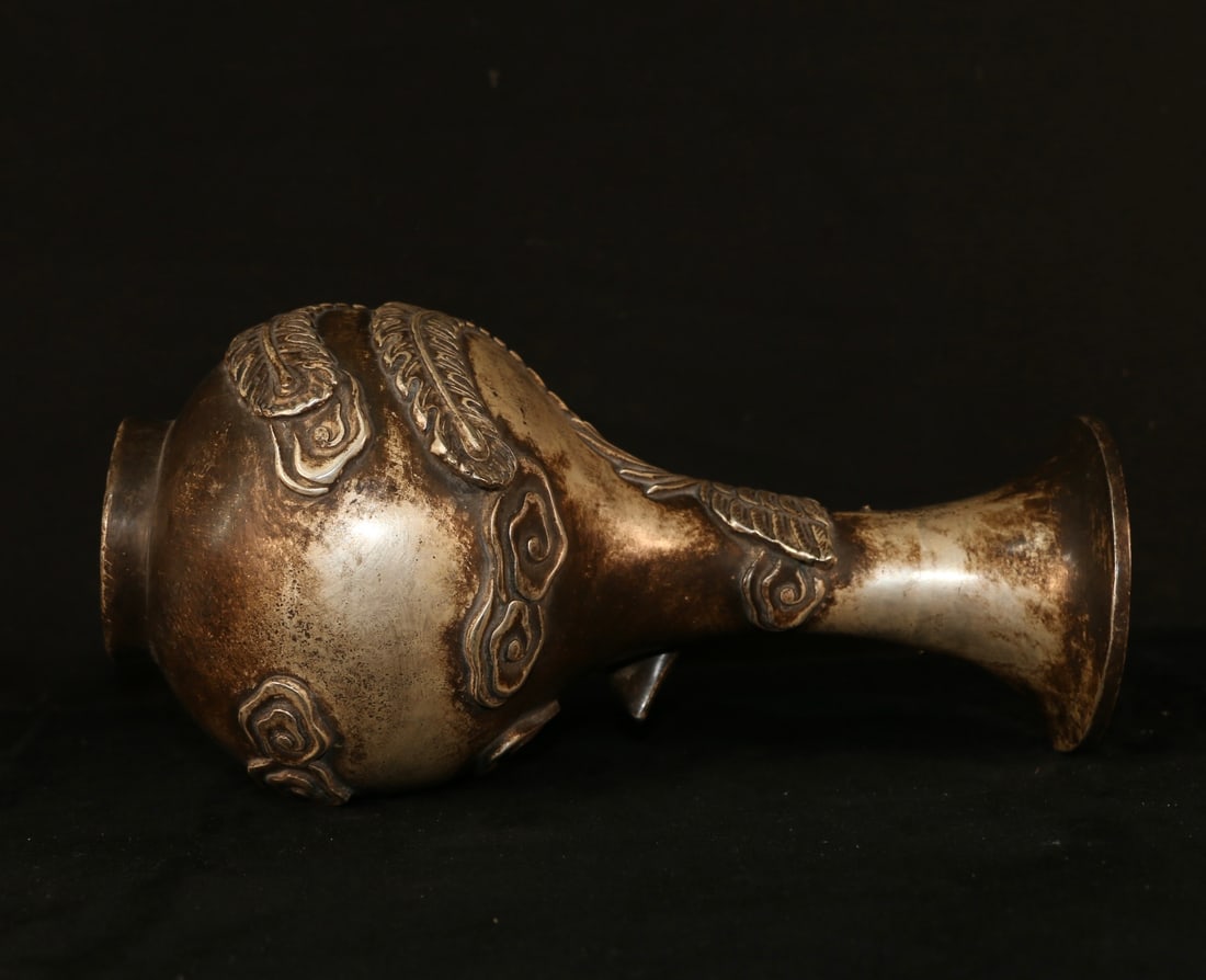 An Exquisite Silver-Gilt Copper Phoenix Pattern Vase - 8