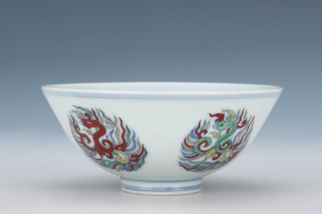 An Exquisite Doucai Phoenix Pattern Bowl - 4