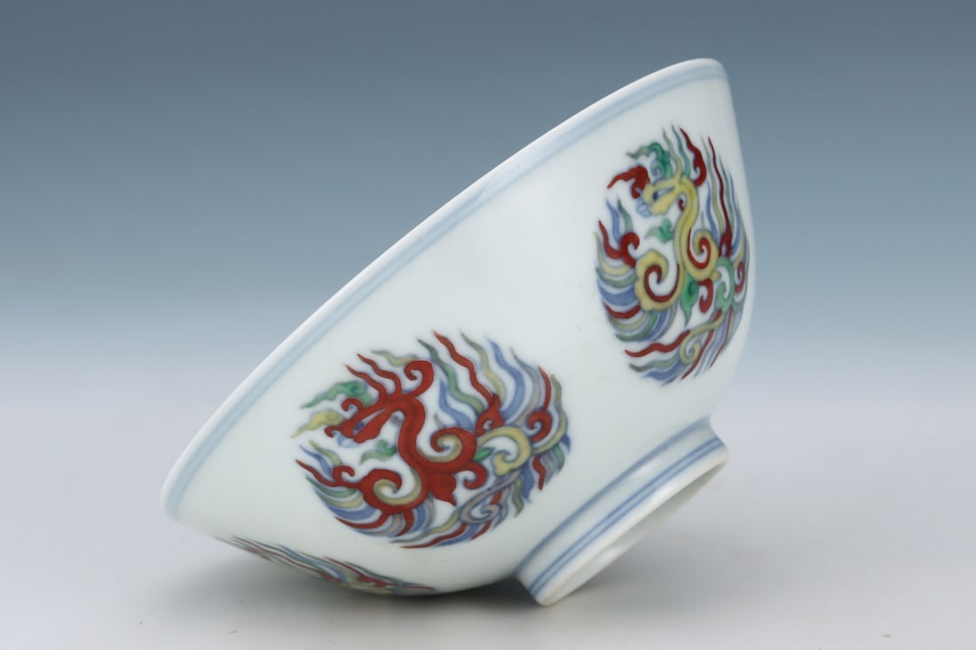 An Exquisite Doucai Phoenix Pattern Bowl - 8